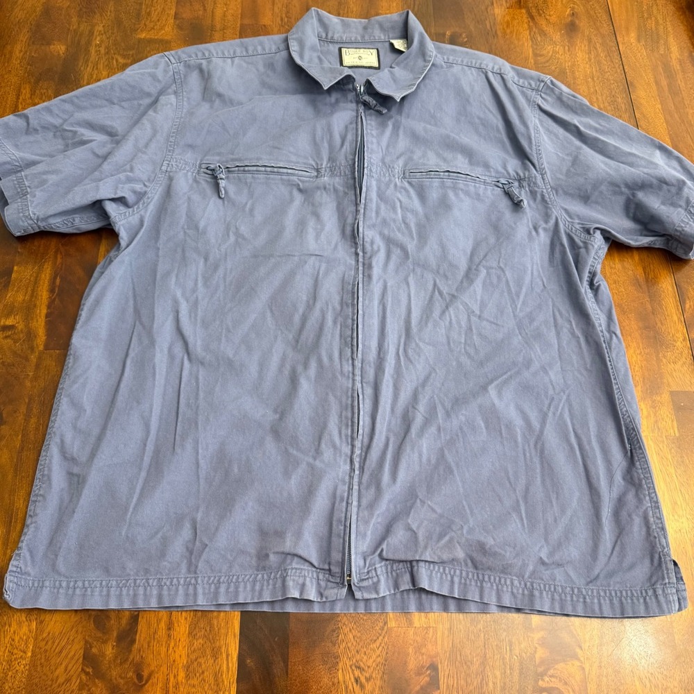 Bugle Boy Authentics Mens Short Sleeve Zip Up Casual Shirt‎ Blue Size L Vintage - Picture 3 of 7